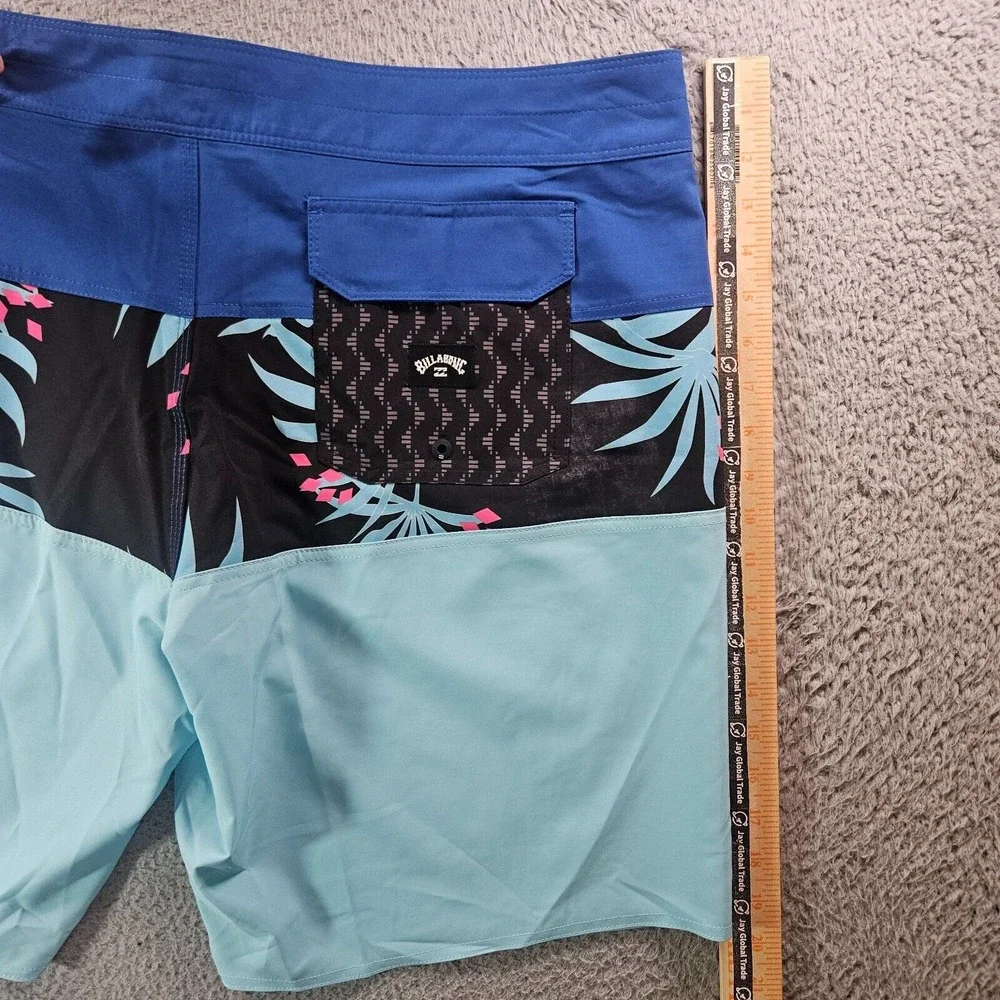 NWT Billabong Swim Trunks‎ Board Shorts Men's 40 - No Liner Palm Leaf Blue Black